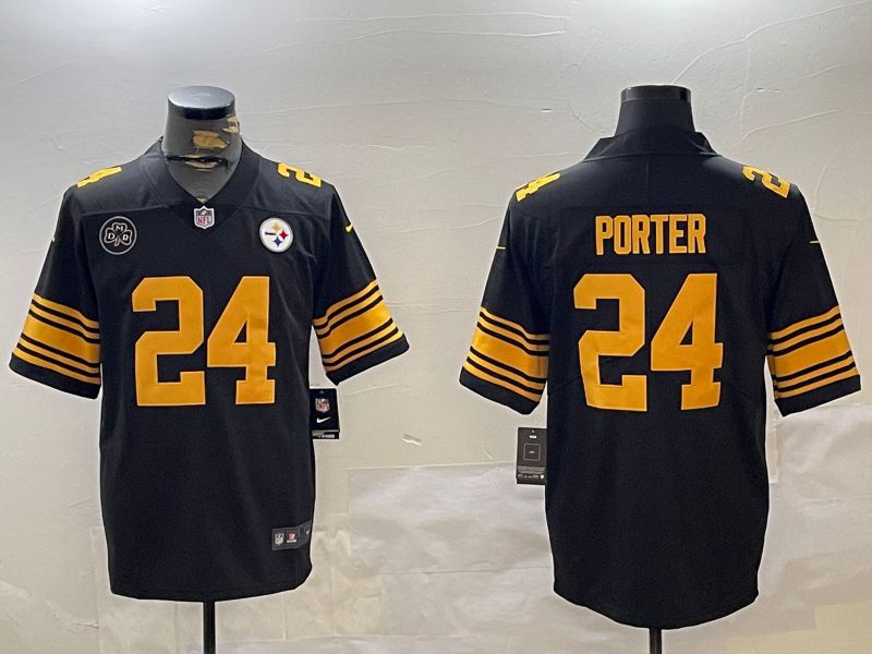Men Pittsburgh Steelers #24 Porter jr Black 2024 Nike Limited NFL Jersey style 4->women nfl jersey->Women Jersey